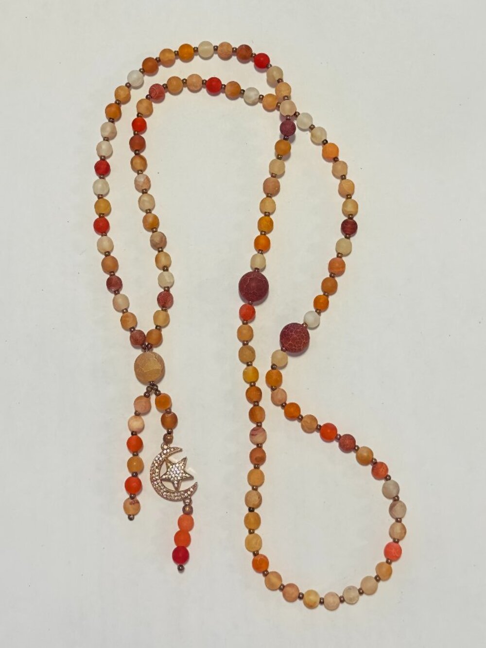 Custom Agate Bead/Gemstone Crescent Moon and Star Tasbih